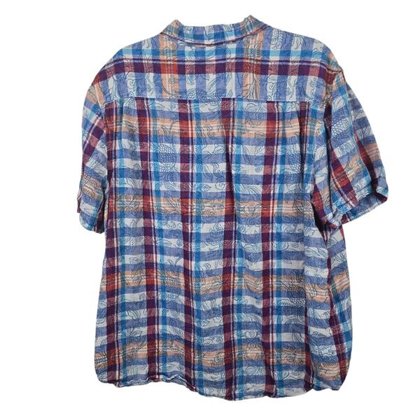 Tommy Bahama Blue 100 % Linen Camp Shirt Button Down Mens Hawaiian Tropical XL - Picture 2 of 12